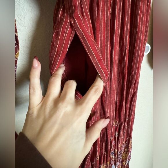 Anthropologie The Breezy Open-Back Jumpsuit Sz Small Bohemian Red Floral Details - Picture 4 of 9